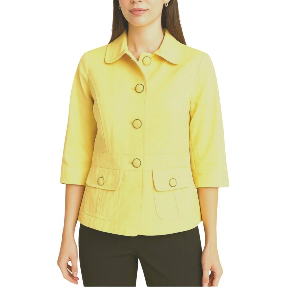 East 5th blazer jacket textured butter pale yellow half sleeve button up SZ PS
